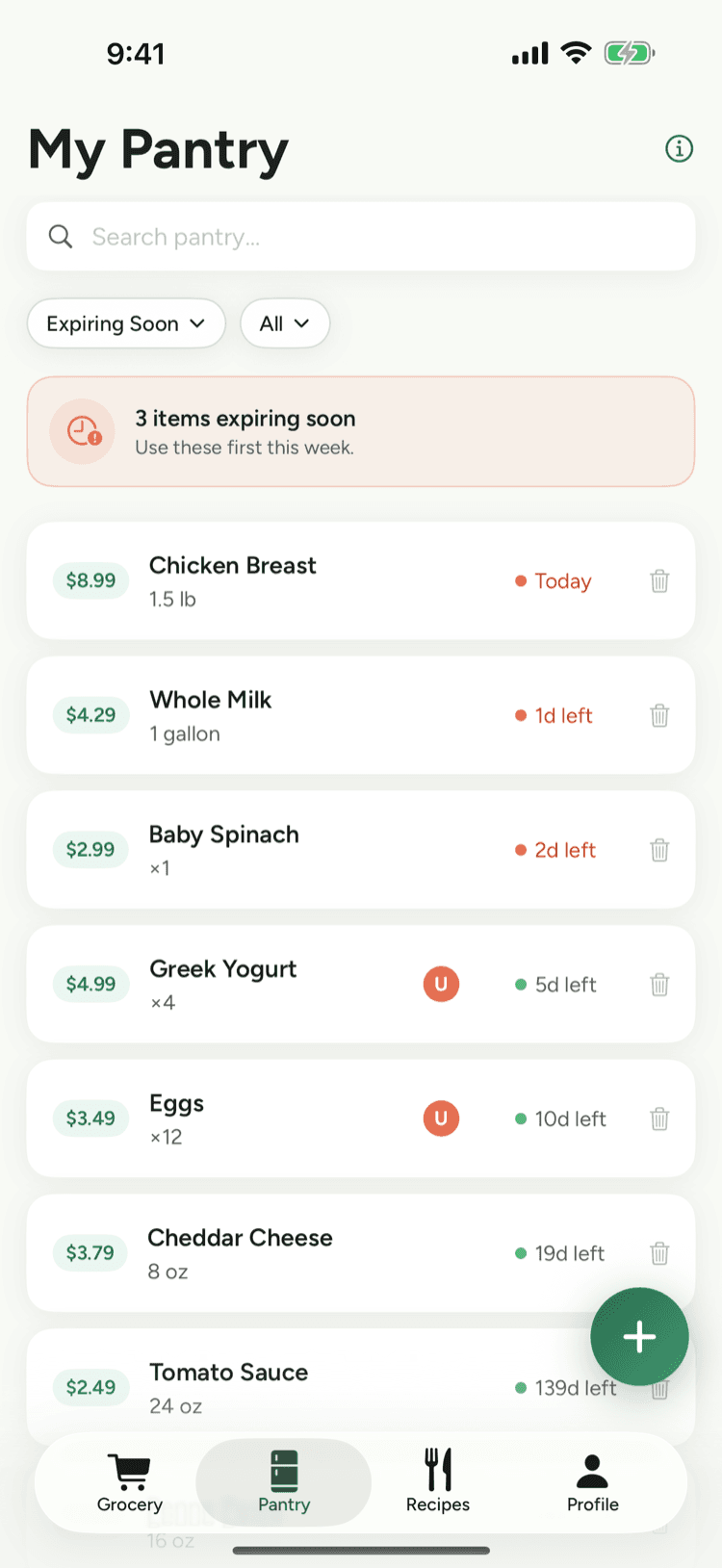 Calfo pantry inventory